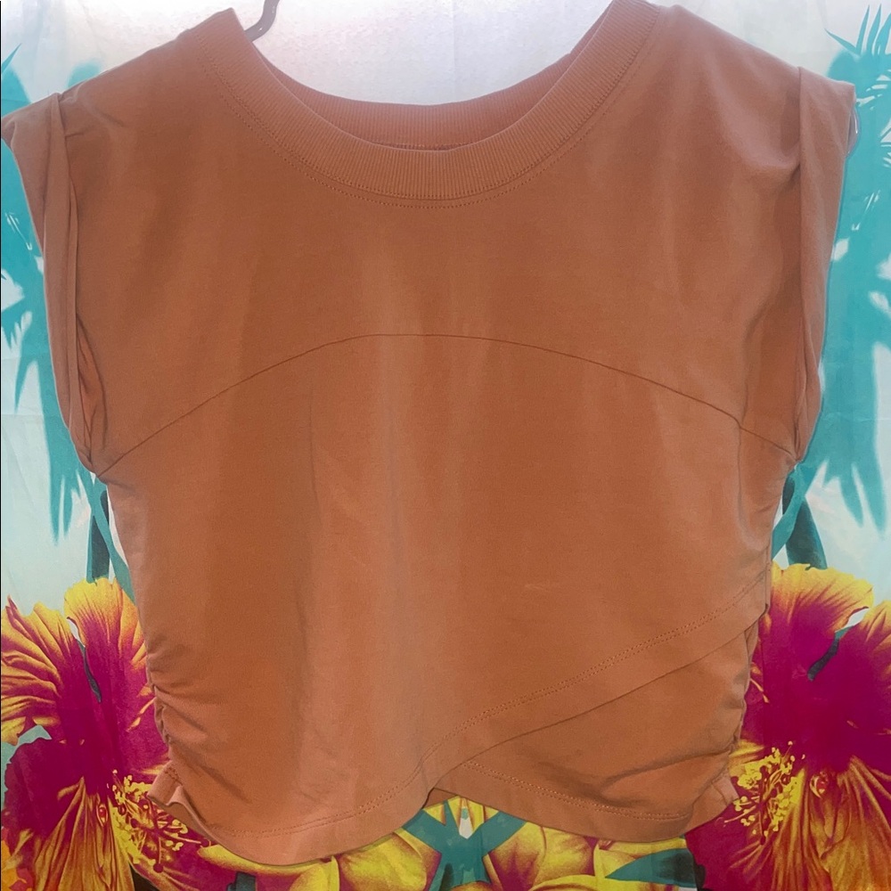 FP Movement NWOT M Hot Shot Crossover Dark Peach Combo *TOP ONLY* SOFT CROP TEE